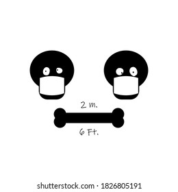 Happy halloween. Concept of new normal, skull wearing mask and social distancing.