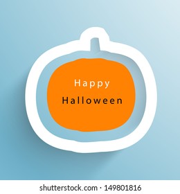 Happy Halloween concept with pumpkin design on blue background.