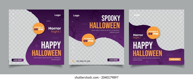 happy Halloween concept social media post template.