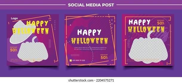 happy Halloween concept social media post template	