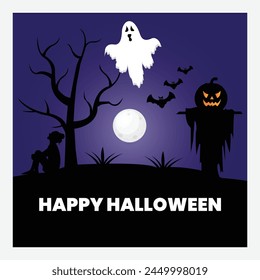 Happy Halloween concept social media post template