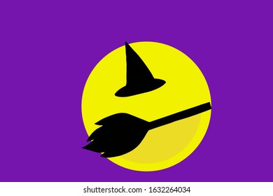 Happy halloween concept. Witch and moon