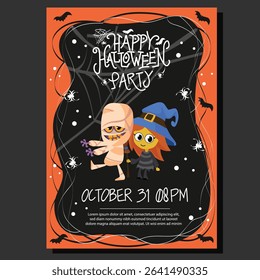 happy halloween costume party poster template