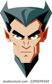 Feliz Halloween. Conde avatar facial de Dracula. Cuto caricatura vampiro personaje Diseño plano. Ilustración vectorial para la decoración
