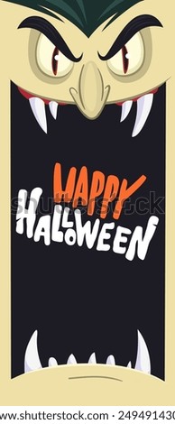 Happy Halloween. Count Dracula face avatar. Cute cartoon vampire character with big open mouth, tongue, fangs