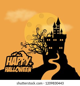 Happy Halloween creative design element with typography vector