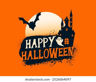 happy halloween creepy night background with scary elements vector