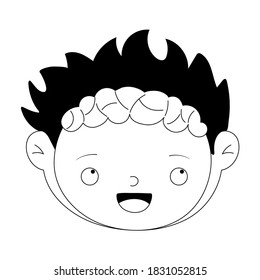 happy halloween, cute boy zombie face costume isolated design icon vector illustration line style