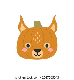 Happy Halloween Cute Cartoon Pumpkin Squirrel Stock Vector (Royalty ...