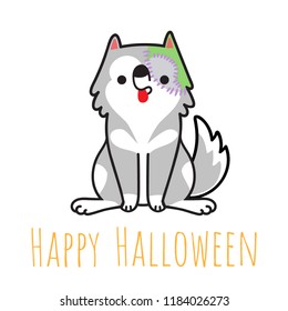 Happy Halloween with cute dog in halloween costumed. Cute cartoon character. Vector illustration.