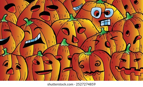 happy halloween cute doodles for your gift, cover, or print. colorful pumpkin.