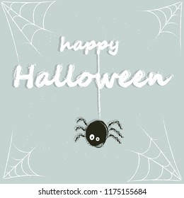 Happy Halloween. Cute funny spider and web. Cartoon. Postcard. Elements for design.