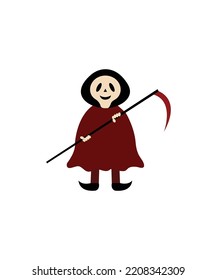 Happy Halloween cute ghost Holding axe vector. Happy Halloween vector isolated on white background.