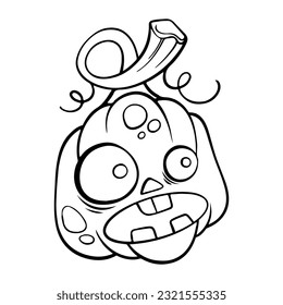 happy halloween with cute ghost pumpkins is a line drawing vector type
