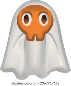Happy Halloween - Cute Halloween Ghost Wearing Skull Mask Cartoon