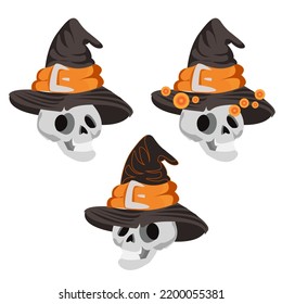 Happy Halloween cute ghosts with hat vector illustration