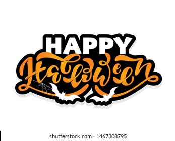 Happy Halloween - cute hand drawn doodle lettering art poster banner template