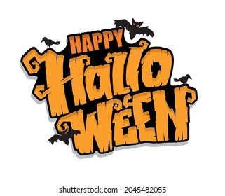 Happy halloween - cute hand drawn doodle lettering label. Halloween party - Trick or Treat. Lettering art for poster, web, banner, t-shirt design.