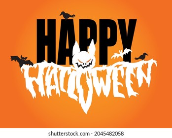 Happy halloween - cute hand drawn doodle lettering label. Halloween party - Trick or Treat. Lettering art for poster, web, banner, t-shirt design.