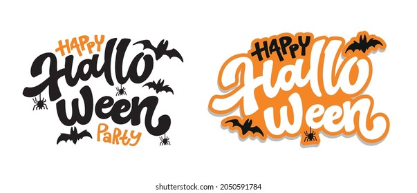 Happy halloween - cute hand drawn doodle lettering label. Halloween party - Trick or Treat. Lettering art for poster, web, banner, t-shirt design.