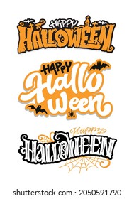 Happy halloween - cute hand drawn doodle lettering label. Halloween party - Trick or Treat. Lettering art for poster, web, banner, t-shirt design.