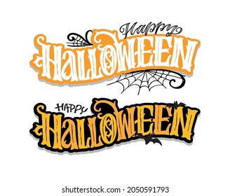 Happy halloween - cute hand drawn doodle lettering label. Halloween party - Trick or Treat. Lettering art for poster, web, banner, t-shirt design.