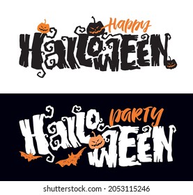 Happy halloween - cute hand drawn doodle lettering label. Halloween party - Trick or Treat. Lettering art for poster, web, banner, t-shirt design.