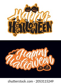 Happy Halloween - süßes handgezeichnetes, doodle Buchstabieretikett. Halloween Party - Trick oder Treat. Briefing Art für Poster, Web, Banner, T-Shirt Design.