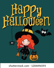 Happy Halloween Cute Illustration & Statement Placement Prints