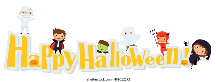 Happy Halloween - Cute Kids Wearing Halloween Monster Costume