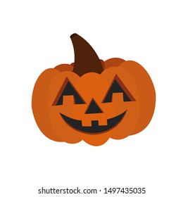 Happy Halloween cute pumpkin vector isolated on white. Funny pumpkin Halloween symbol. Halloween decor.
Flat cartoon style vector illustration