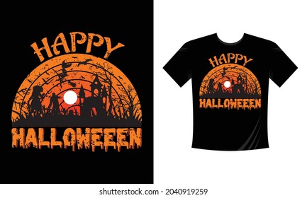 Happy Halloween - Cute Scary Halloween T-shirt Design Vector. Good for Clothes, Greeting Card, Poster, and Mug Design, eps vector