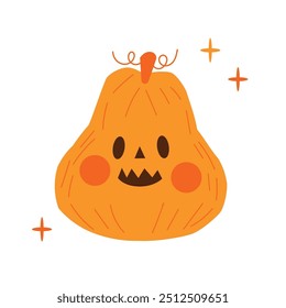 Happy Halloween cute smiling pumpkin vector. For scrapbooking, greeting card, party invitation, poster