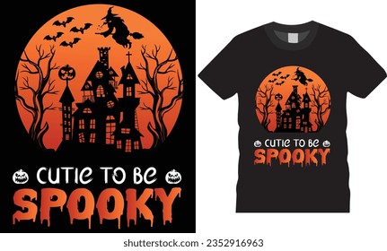 Happy Halloween cute spooky pumpkin graphic art vector t-shirt template design.witch season family scary tree Holiday night party white silhouette isolate background print for ready.

