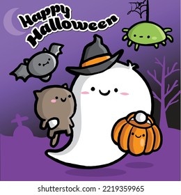 Happy Halloween cute vector illustration.