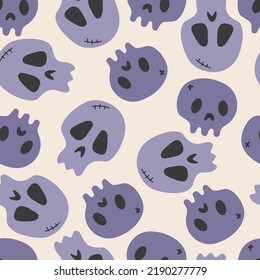 Happy Halloween cute vector seamless pattern skull. Creative childish texture in scandinavian style. Great for fabric, textile Vector Illustration.