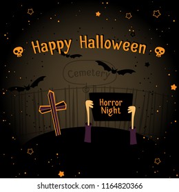 Happy Halloween dark poster design. Vector illustration.