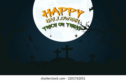 Happy halloween Day background with full moon night concept.