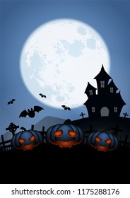happy halloween day background, pumpkin monster vector design