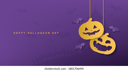 happy halloween day background, pumpkin monster vector design