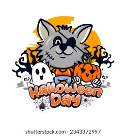 Happy halloween day banner.Vector illustration.