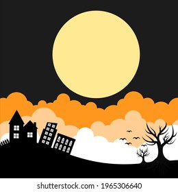 Happy Halloween day with cloud on black background.