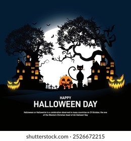 Happy Halloween Day. Happy Halloween Day creative banner, poster, postcard, background, template, social media post design etc.