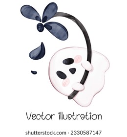 Happy halloween day with cute little ghost halloween vector illustration