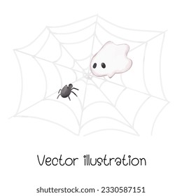 Happy halloween day with cute little ghost halloween vector illustration