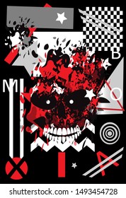 Happy Halloween and Day of the dead red skull background 