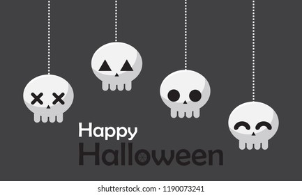 Happy Halloween day design background. Cute cartoon character. Halloween theme Vector holiday, skeleton, bone, vector illustration.