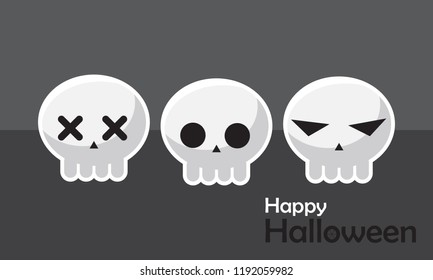 Happy Halloween day design background. Cute cartoon character. Halloween theme Vector holiday, skeleton, bone, vector illustration.