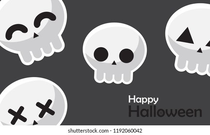 Happy Halloween day design background. Cute cartoon character. Halloween theme Vector holiday, skeleton, bone, vector illustration.