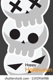 Happy Halloween day design background. Cute cartoon character. Halloween theme Vector holiday, skeleton, bone, vector illustration.